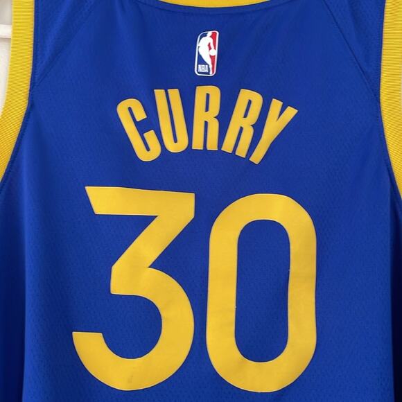 Nike NBA  Stephen Curry 30 Golden State Warriors Swingman Jersey Blue Yellow 2XL - Picture 4 of 11